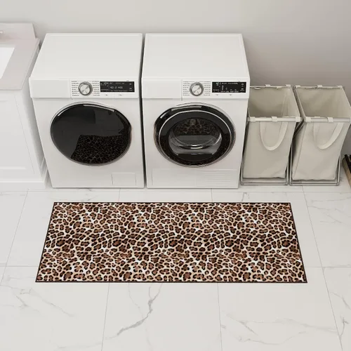 Vista 13 de Ottomanson Alfombra de pasillo lavable con estampado de guepardo 2x6