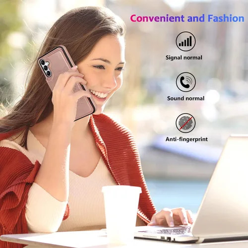 Vista 6 de Asuwish Funda de teléfono para Samsung Galaxy A54 5G con protector de pantalla de vidrio templado y cubierta de cartera de cuero con tapa para Oro