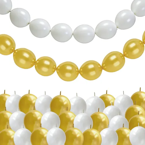 Vista 8 de Globos de enlace blanco perla, 100 globos de enlace rápido de color perla de 6 pulgadas para hacer globos, pared, arco de corazón, globo de cola