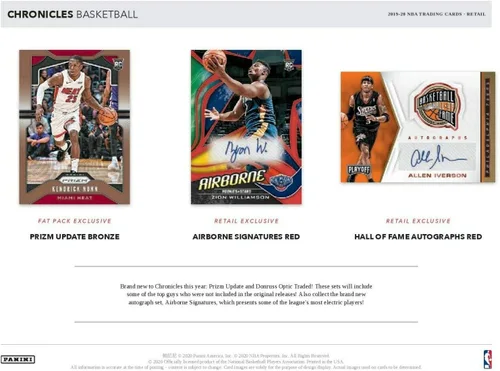 Vista 2 de Caja Blaster de Tarjetas de Baloncesto Panini CHRONICLES 2019-20 - 40 Tarjetas en Total - Chase Zion Williamson, Ja Morant, Coby White, Tyler Herro