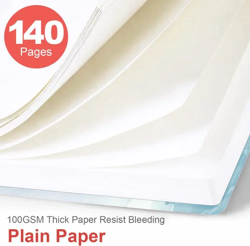 Vista 3 de Heveboik Cuaderno en blanco A5 - Cuaderno de papel en blanco de 70 hojas/140 páginas, papel blanco grueso de 100 GSM, diario en espiral en blanco