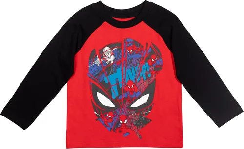 Vista 5 de Marvel Avengers Spider-Man - Camiseta raglán para niños pequeños y grandes, paquete de 3
