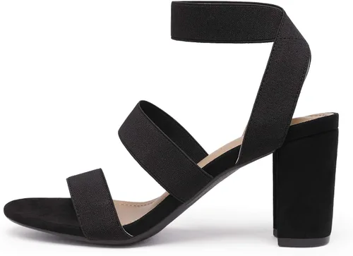 Vista 2 de DREAM PAIRS Sandalias de tacón de vestir con correa elástica alta y gruesa para mujer