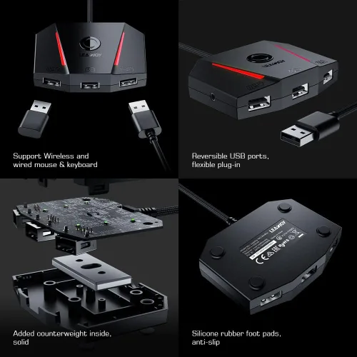 Vista 7 de leadjoy VX2 AimBox - Adaptador de teclado y mouse para consola de juegos convertidor de conexión con cable con conector de estudio de 0138in