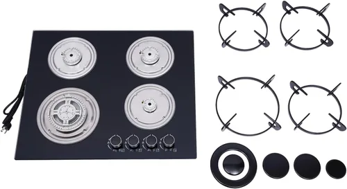 Vista 7 de Placa de cocina de gas de 4 quemadores, estufa de gas integrada, GLP, convertible, estufa de propano templado con protección de termopar