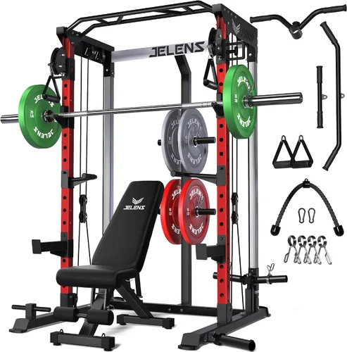 Vista 17 de C21 Power Cage 2000LBS Multi-Function Power Rack with Independent Dual Pulley System, All-in-One Squat Rack for Cable Crossover, Home Gym Workout