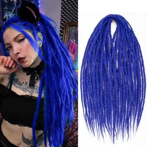 Vista 3 de 20 hebras de 24 pulgadas, extensiones de rastas color burdeos, rastas de cabello de ganchillo para mujer, hechas a mano, suaves, trenzas de cabello