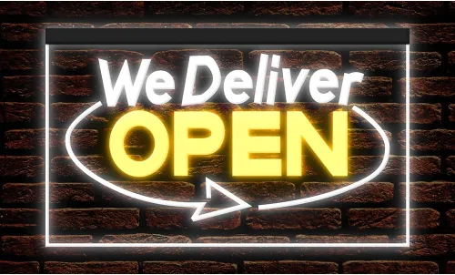 Vista 10 de 110020 We Deliver Open Services Cafe Fast food Shop Restaurant Display LED Light Neon Sign (12" X 8", 16 Colors By Remote)