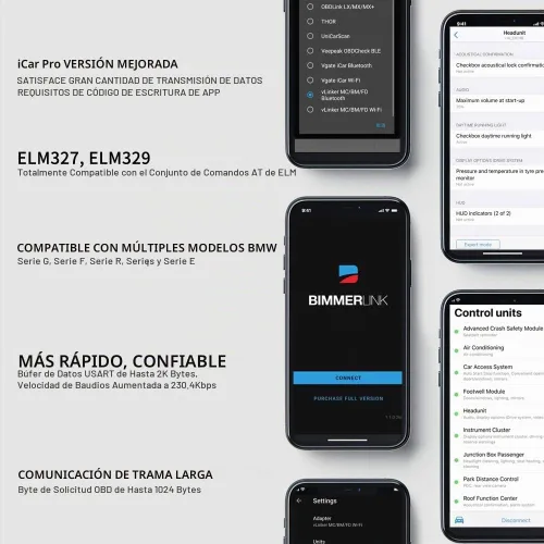 Vista 2 de Vgate vLinker BM OBD2 - Lector de código Bluetooth, herramienta de escaneo OBDII para Android y Windows, hecho para BimmerCode