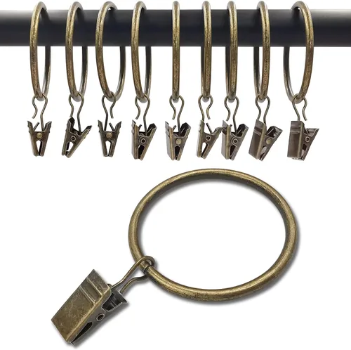 Vista 31 de WeeksEight Paquete de 44 anillos de cortina negros con clips, ganchos de cortina, ganchos de clip para colgar cortinas, lazos, sombreros, anillos