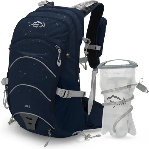 Vista 8 de IX INOXTO Mochila de hidratación de 20 L, mochila impermeable para senderismo, con bolsa de agua de hidratación de 2 litros y cubierta de lluvia