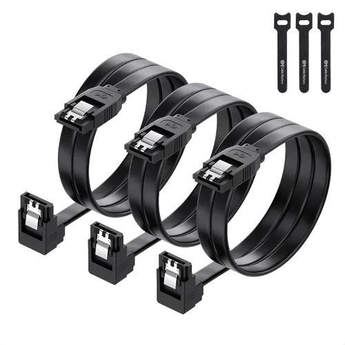 Vista 8 de Cable Matters Paquete de 3 cables SATA SATA de 90 grados – 18 pulgadas, SATA III 6Gbps de ángulo recto para SSD, HDD, unidades de CD/DVD, disco