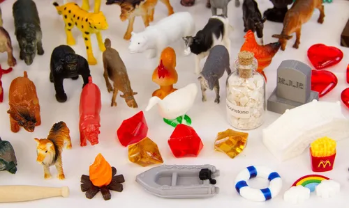 Vista 5 de Play Therapy Kit de bandeja de arena básico portátil para principiantes con bandeja, arena, y miniaturas
