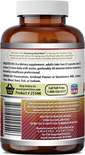 Vista 4 de Amazing Formulas Suplemento de pectina de manzana de 1400 mg Cápsulas Sin OMG Sin gluten Fabricado en Estados Unidos