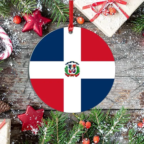 Vista 7 de Adornos de bandera de República Dominicana para árbol de Navidad, bandera nacional de República Dominicana, decoración de árbol de Navidad, recuerdo