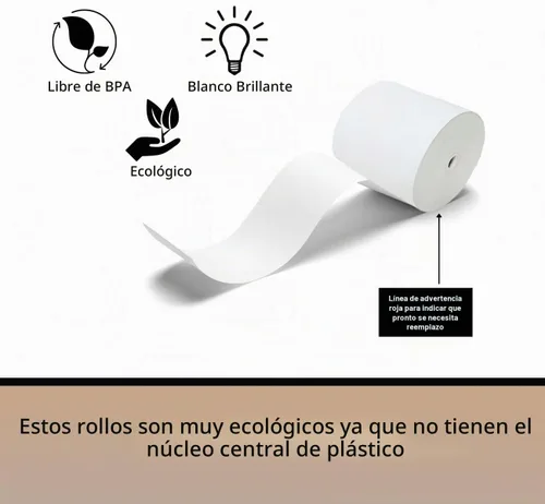 Vista 6 de BAM POS - Rollos de papel térmico para recibos, 3-1/8 x 190 pies, sin BPA (30 rollos)