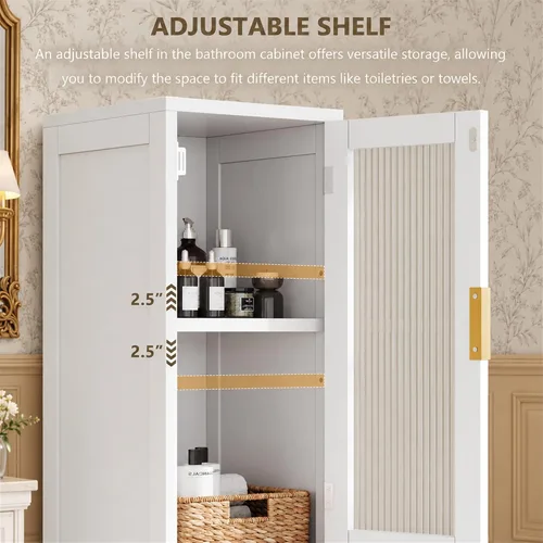 Vista 16 de Feonase Gabinete de almacenamiento de baño de 67 pulgadas de alto para Blanco perla