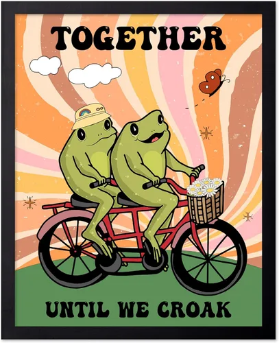 Vista 64 de Poster Master All That Is Meant To Be Poster - Retro Frog on Mushroom Print - Meditation Art - Motivational Design - Preppy Print - Trendy Decor