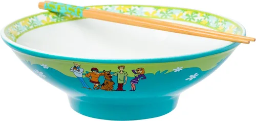 Vista 12 de Silver Buffalo Pokemon Spring Flowers con Pikachu, Bulbasaur, Squirtle y Charmander Tazón de cerámica para fideos ramen y arroz con palillos, apto