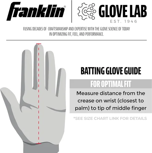Vista 5 de Franklin Sports MLB - Guantes de bateo Shok-Sorb X para béisbol y sóftbol - Guantes de bateo acolchados sin picazón para adultos y jóvenes - Varias