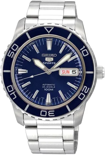 Vista 5 de SEIKO SNZH53 5 - Reloj automático de acero inoxidable con esfera azul oscuro para hombre, Azul, Reloj automático