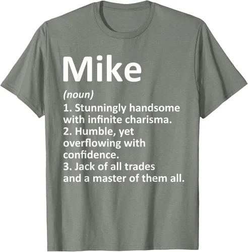 Vista 31 de MIKE Definition - Camiseta divertida para regalo de cumpleaños con nombre personalizado, Negro, S