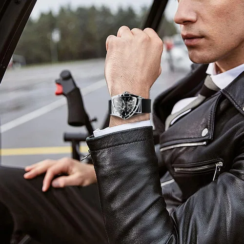 Vista 2 de Reloj de pulsera mecánico automático de esqueleto militar para hombre, Mecánico