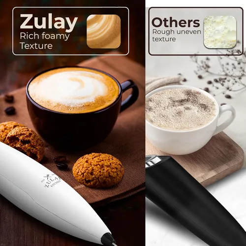 Vista 139 de Zulay Milk Boss Espumador de leche potente manual, hace espuma para latte, batidor para mezclar bebidas, café, miniespumador para capuchino, frappé
