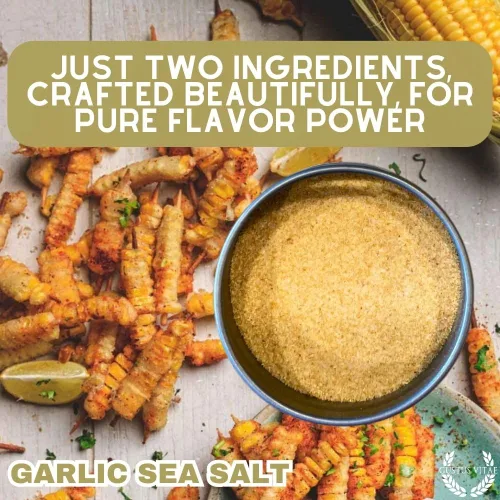 Vista 6 de Sal marina clásica de ajo gourmet Todo natural Sal gourmet ultra premium Condimento de acabado artesanal Lote pequeño Sin OMG Hecho a