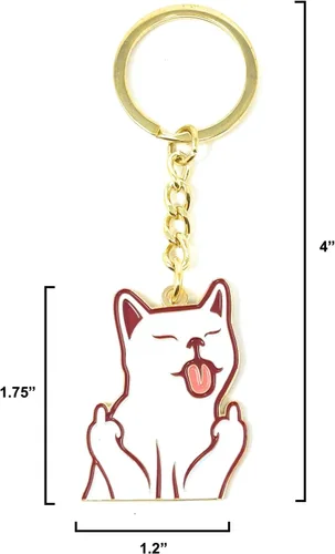 Vista 5 de Llavero de gato Lindo llavero de gato de dedo medio Llavero para mujer con dije de gato Llaveros divertidos para bolso, bolso, llaves Llaveros