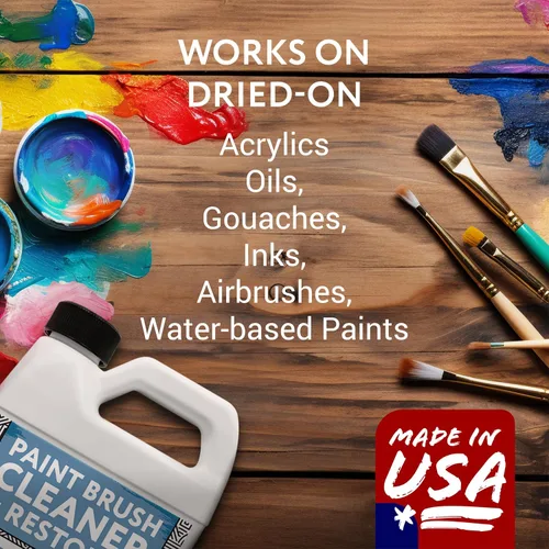 Vista 5 de IMPRESA Limpiador de pinceles de pintura al óleo, limpiador de pintura acrílica y restaurador de pinceles, fórmula a base de agua inodoro - 32 onzas
