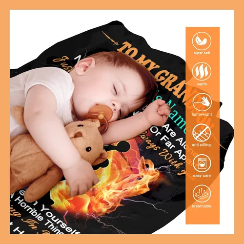 Vista 9 de Manta personalizada con nombre de nieto de la abuela y el abuelo de 40 x 50 pulgadas, regalo personalizado con nombre de niño, manta de baloncesto