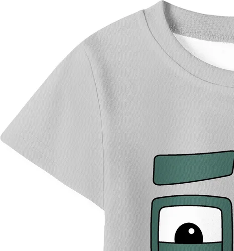 Vista 4 de KG PINK Camiseta de disfraz de números para niños y niñas, camiseta de dibujos animados casual para uso diario, camiseta para 3-8 años
