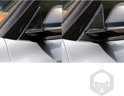Vista 4 de Adhesivo de Fibra de Carbono Premium Real para Ventana de Coche, Pilar A, Panel Triangular, Anticolisión, Compatible con Toyota Supra GR A90 A91 MK5