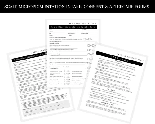 Vista 2 de Formularios de admisión de clientes de micropigmentación del cuero cabelludo: formularios de ingesta, consentimiento, consulta y cuidado posterior