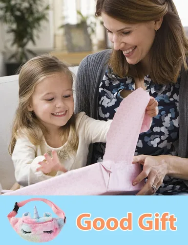 Vista 7 de Riñonera para niñas, bolsa de cintura de unicornio para niñas, bolsa cruzada para cinturón, bonita bolsa de cintura de viaje para niños, regalo