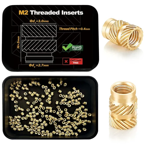 Vista 9 de 300 piezas de inserciones roscadas M2 M2.5 para plástico con puntas de ajuste térmico, kit de inserciones de ajuste térmico M2 y M2.5, inserciones