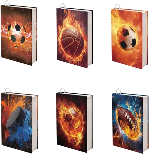 Vista 11 de Rnyleeg Paquete de 6 fundas protectoras de libros de bolsillo para niños, con temática deportiva, elástica, para amantes de los libros, estudiantes