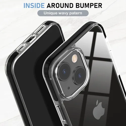 Vista 2 de MATEPROX Compatible con iPhone 14, transparente, delgada, transparente, a prueba de golpes, para iPhone 14 de 6.1 pulgadas 2022 (negro)