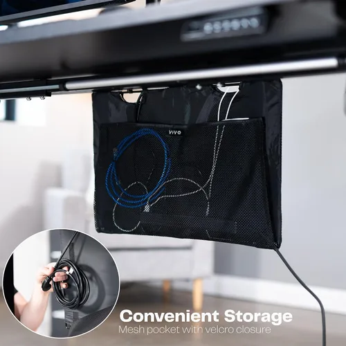 Vista 6 de VIVO Negro 24 pulgadas Manga de organización y gestión de cables debajo del escritorio con privacidad, sistema de panel de kit ocultador de cables