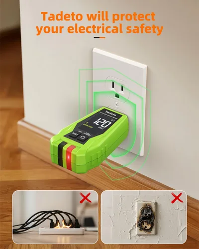 Vista 7 de Tadeto Herramienta de búsqueda de disyuntores con probador de salida, rápidamente GFCI, voltaje, probador eléctrico con pantalla LCD doble, enchufe