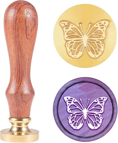 Vista 16 de CRASPIRE Sello de cera de hongo vintage con mango de madera, cabeza de latón extraíble retro para invitaciones de boda, sobres de Navidad, Acción