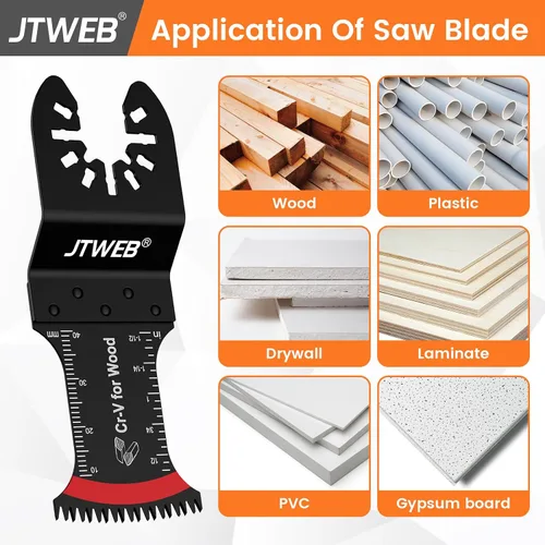 Vista 8 de JTWEB Hojas de sierra oscilantes de dientes japoneses de madera, 10 cuchillas multiherramienta con borde en forma de arco para madera, plástico