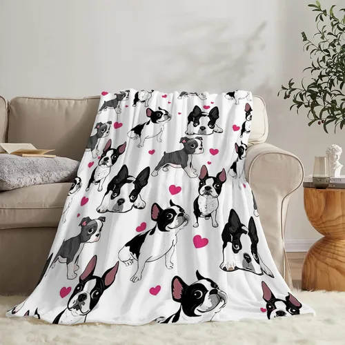 Vista 4 de Tijuboni Manta de Bulldog Francés para Niñas Niños Mujeres Regalos Amantes de los Perros Linda Manta para Niños Adultos Ultra Suave Acogedora Forro