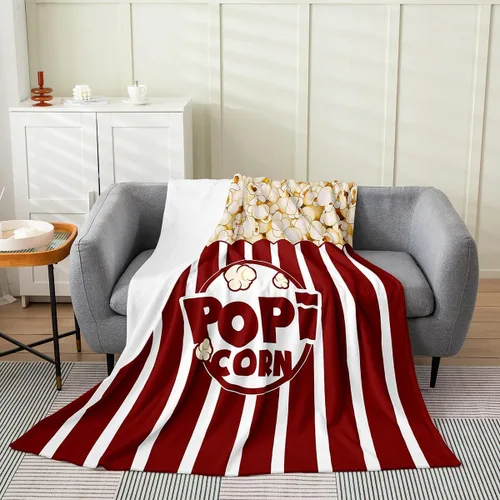 Vista 38 de Feelyou Manta de felpa para cine, manta de franela con patrón de palomitas de maíz para niños, niñas, adolescentes, póster de cine para todas
