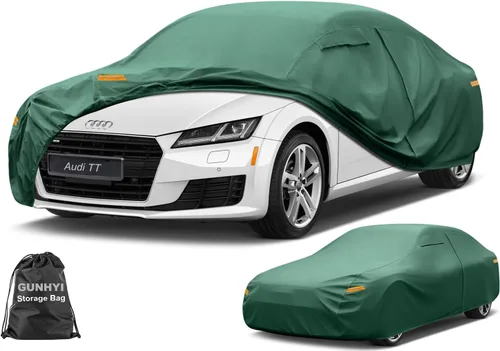 Vista 9 de GUNHYI - Funda para coche impermeable para todo tipo de clima, funda completa de 16 capas de alta resistencia para exteriores con ventilaciones