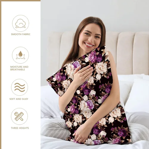Vista 3 de Funda de Almohada de Satén para Cabello y Piel, Más Suave que las Fundas de Almohada de Seda de Morera Paquete de 2, Fundas de Almohada de Satén