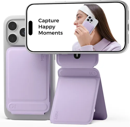 Vista 18 de MOFT Soporte de trípode para teléfono para iPhone, soporte para iPhone multiángulo, soporte para teléfono ligero y portátil, imanes fuertes, cuero