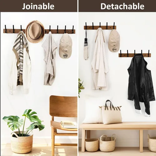 Vista 7 de Optish Perchero para colgar en la pared, ganchos de madera de 16.5 pulgadas, ganchos de pared para colgar, perchero para colgar sombreros, bolsos