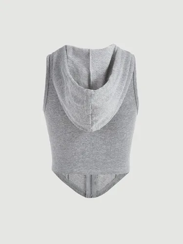 Vista 2 de Verdusa Sudadera sin mangas con capucha y cremallera completa para mujer